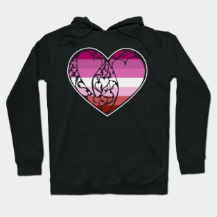 Lipstick Lesbian Pride Flag LGBT+ Heart Hoodie